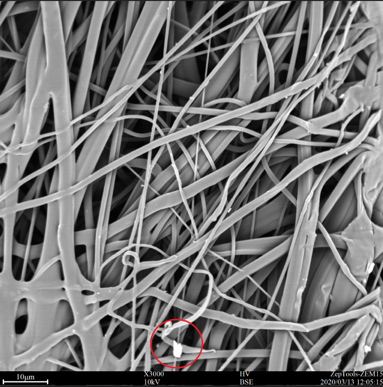 掃描電鏡下的醫用外科口罩熔噴布層圖片