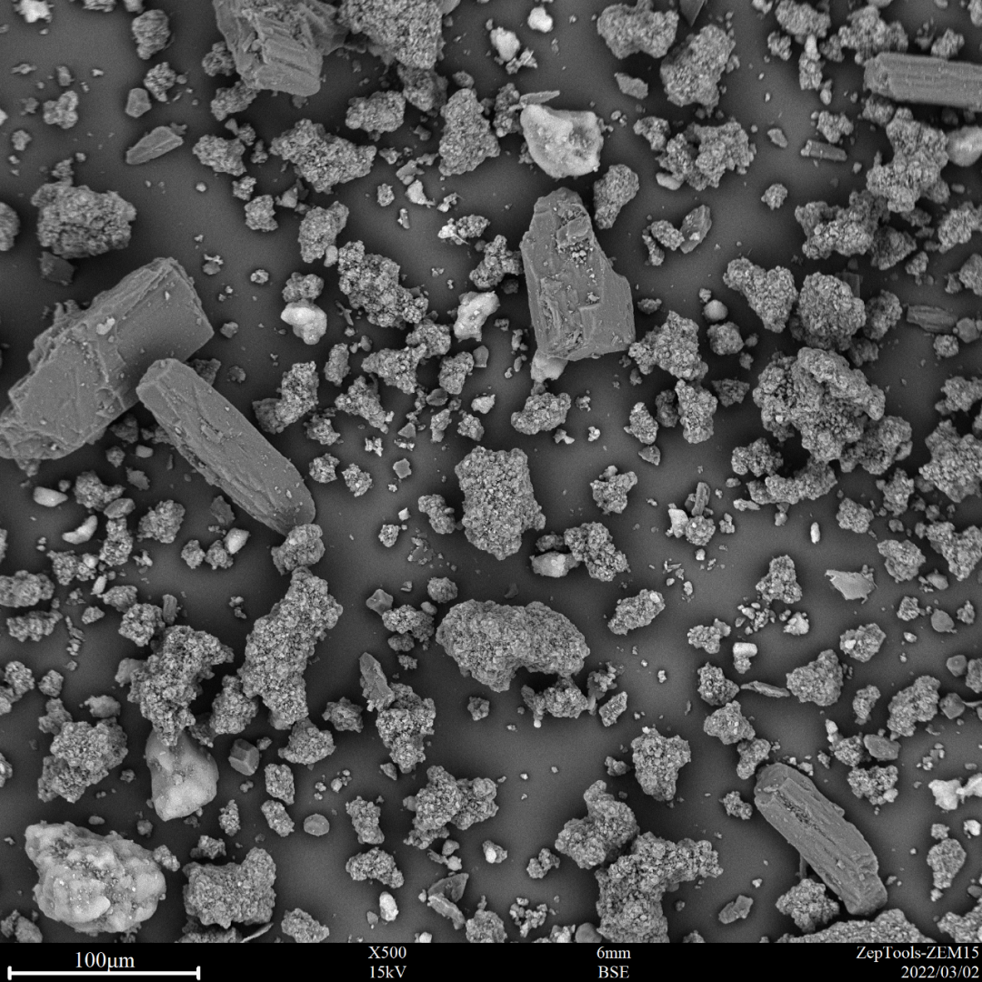 圖1 頭孢(臺式掃描電鏡500倍照) 圖1 頭孢(臺式掃描電鏡500倍照)